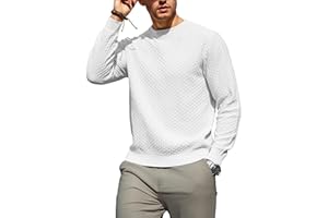 Zaitun Men's Crew Neck Sweater Waffle Knitted Casual Patterned Long Sleeve Pullover
