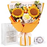 Kogyxe Crochet Flower Bouquet Crochet Flowers, Crochet Flower Bouquet Sunflower, Handmade Crochet Bouquet for Valentine's Day Gifts, Graduation, Birthday Gifts for Women