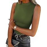 Zeagoo Womens Sleeveless Mock Turtleneck Tank Tops Slim Fit Stretch Ribbed Tops Casual Basic Layering Shirts 2026