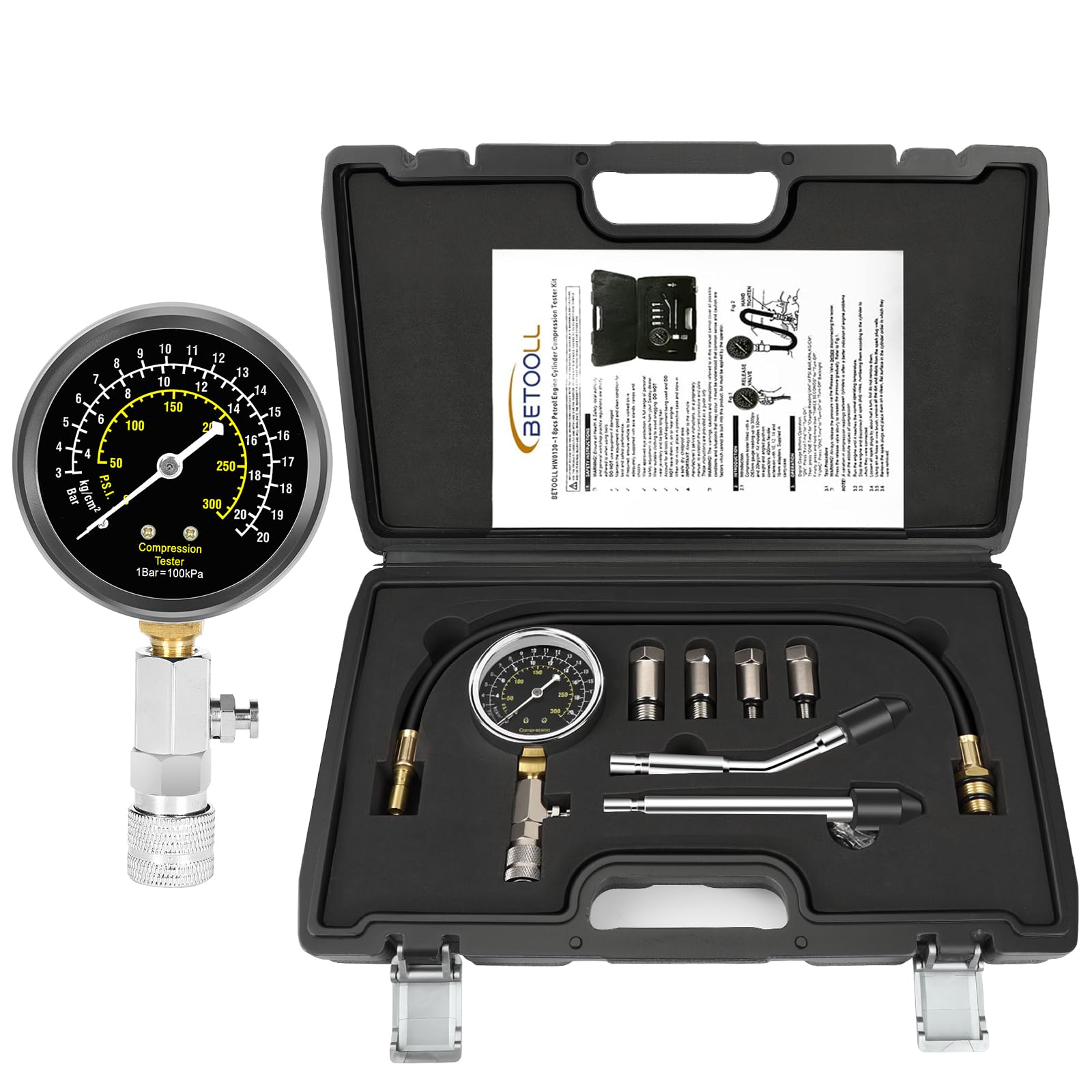 BETOOLL 8pcs Petrol Engine Cylinder Compression Tester Kit Automotive ...