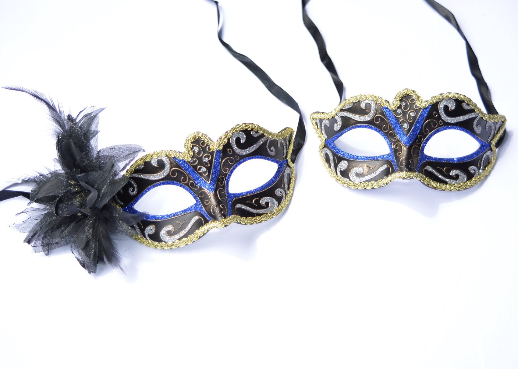 FHS Royal Blue - His & Hers Venetian Masquerade Masks for Couples