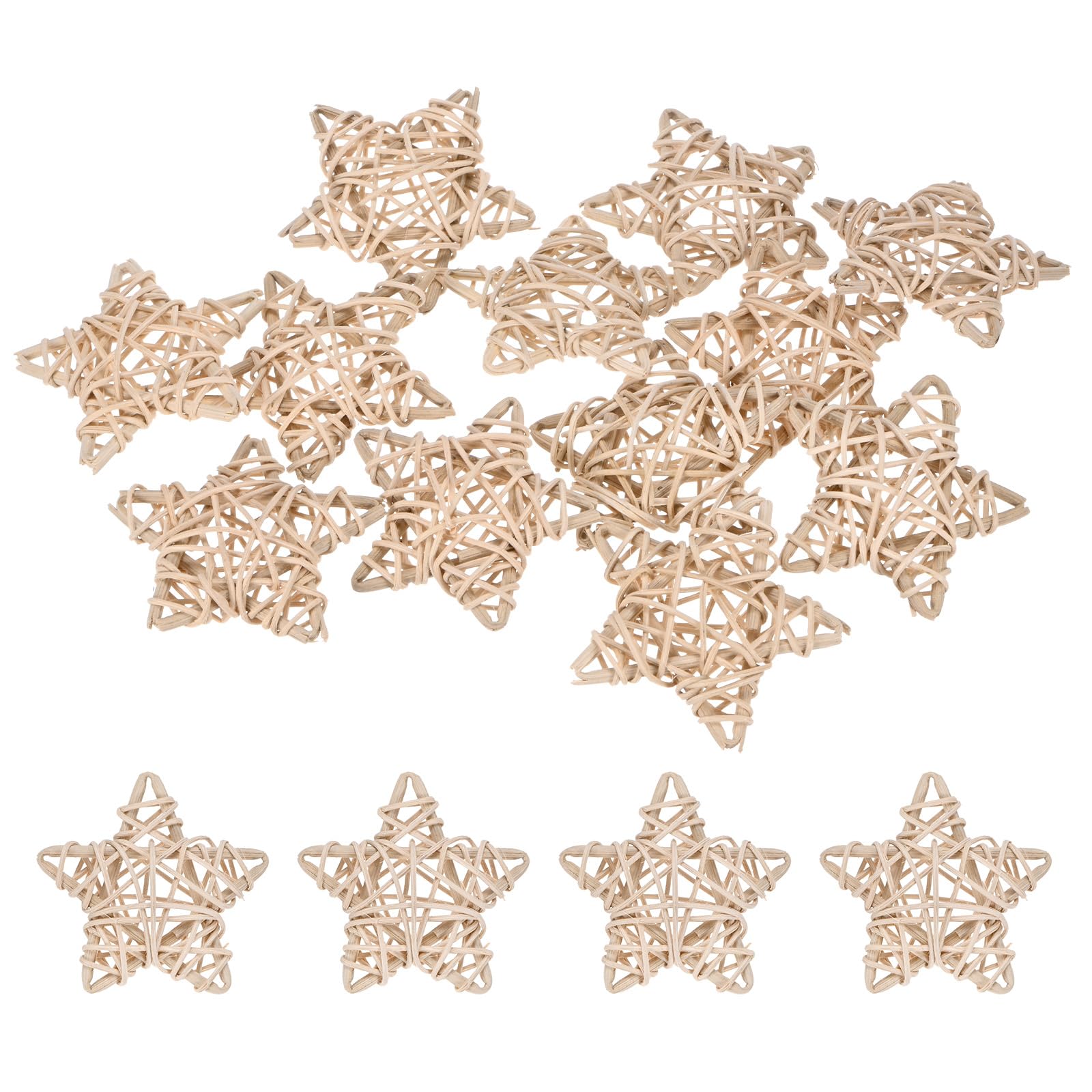 M METERXITY 12-Pack Pentagram Shaped Wicker Rattan Balls 65mm/2.6 Inch Decorative Rattan Balls Orbs Vase Fillers Bowl Fillers for Christmas/Weddings/DIY Crafts/Home Decor [Burlywood]