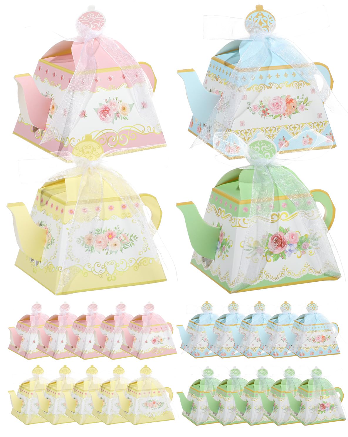 Photo 1 of **MISSING PARTS**Liobelon 24 PCS Floral Tea Party Favor Gift Boxes Teapot Candy Boxes Vintage Flower Treat Boxes Mini Teapot Favor Boxes with Ribbon for Tea Garden Wedding Bridal Birthday Baby Shower Party Supplies