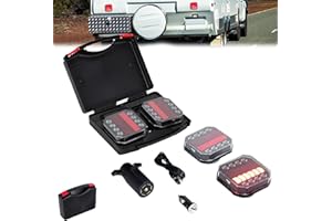 Wireless Trail Lights for Trailer, Magnetic Wireless LED Tail Lights, Waterproof LED Towing Lamps Kit, Rechargeable Battery D