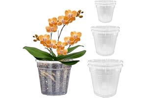 HOLANHING Orchid Pot, 2 Each of 4.3",5.5",6.1" Orchid Pots with Holes, Orchid Pots for Repotting, Plastic Orchid Planter for Indoor Outdoor Plants (2 Each of 4.3",5.5",6.1")