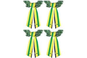 Stranthother 4PCS Mardi Gras Bows for Wreath Christmas Wreath Sash for Front Door Wreath Bow for Wreath Wreath Accessories Mardi Gras Decorations Mardi Gras Tree Decorations (55'' x 4.7'')