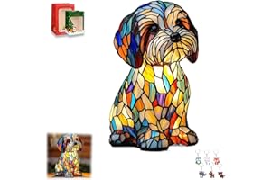 Utaseti Mr Glow Dog Lamp, Plug in/Battery Stained Resin Animal Lamp, 3D Cute Puppy Cat Night Table Lamps, Bedroom and Living Room Decoration, Christmas Gift for Dogs Cats Lover (Dog 13, Plug in)
