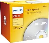 Philips CD-R 80 Minute 52x Speed Blank Discs 10 Pack Jewel Case