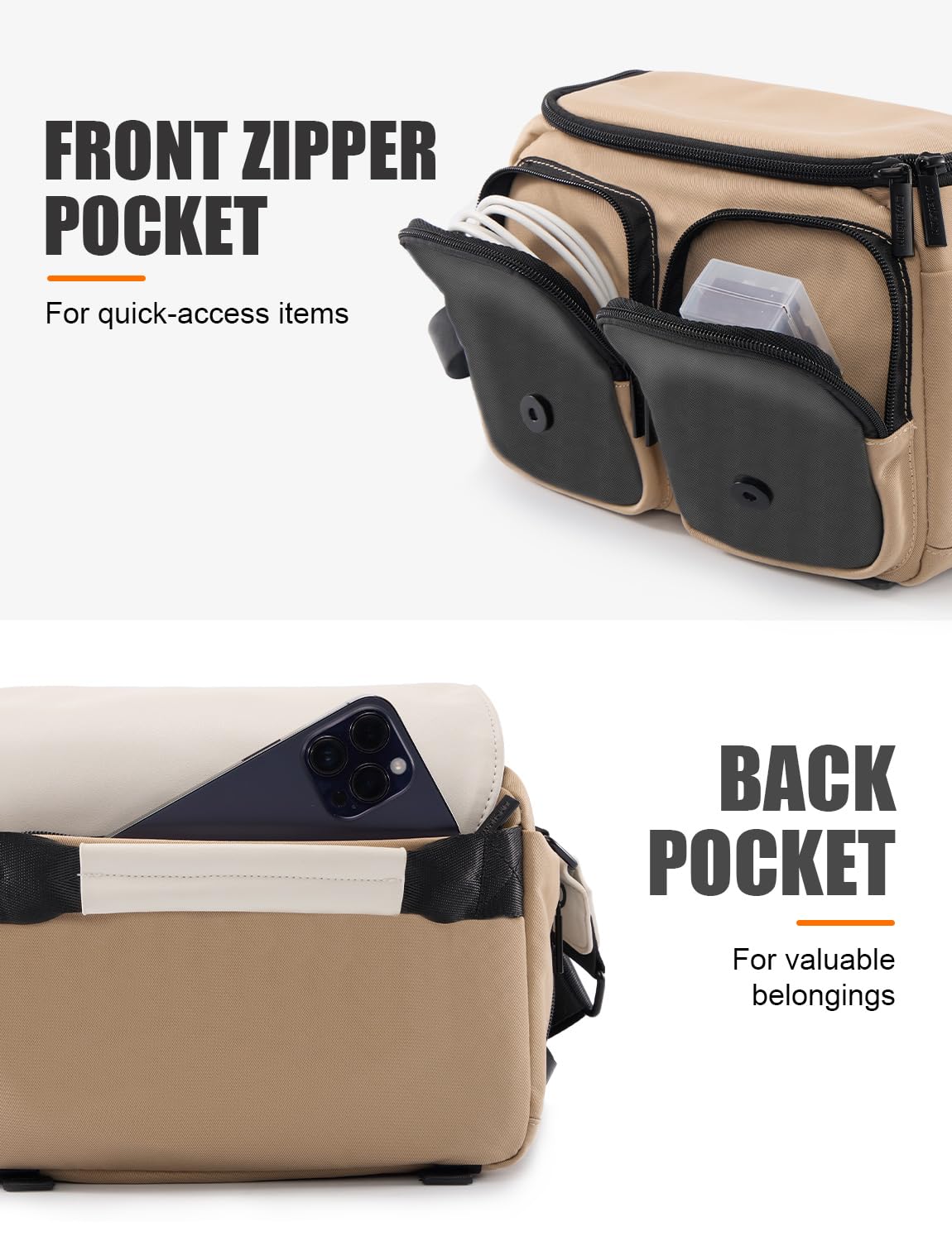 Cwatcun Camera Shoulder Bag Compact Camera Case, Small Waterproof Camera Messenger Bag with Tripod Holder, Travel Photography Bag for Canon, Nikon, Sony, Fuji DSLR/SLR/Mirrorless Camera, Lens