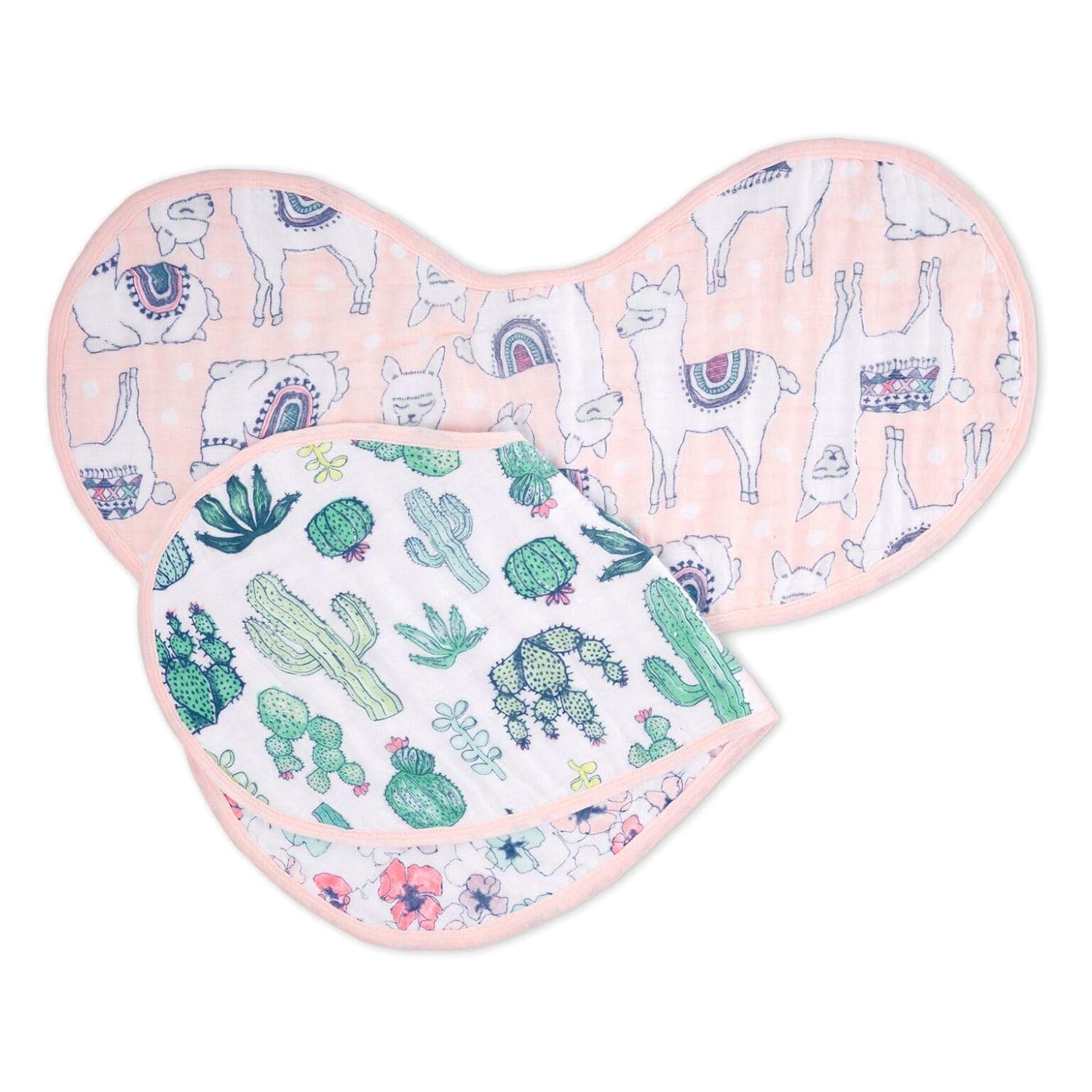 aden + anais Burpy Baby Bib, 100% Cotton Muslin, 4 Layer Multi Use Burping Cloth, Super Soft & Absorbent Burp Rag for Infants, Newborns and Toddlers, 2 Pack, Trail Bloom Llamas: Baby
