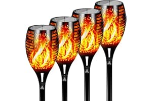 Otdair 96 LED Solar Lights Outdoor Upgraded 4 Pack, 2200mAh Solar Tiki Torches with Flickering Flame, Waterproof 43" Tall & Super Larger Size Solar Torch Light for Garden, Yard, Patio, Decorations