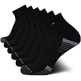 Tommy Hilfiger Mens Quarter Socks - 6 Pack Soft Cushioned Athletic Performance Ankle Socks for Men with Arch Support