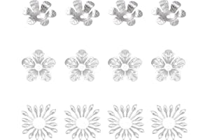 UNICRAFTALE 60pcs 3 Sizes Multi-Petal Flower Bead Caps 18/20/25mm Surgical Steel Spacer Caps Bead Cap Spacer End Caps for Bracelet Necklace Jewelry Making Stainless Steel Color