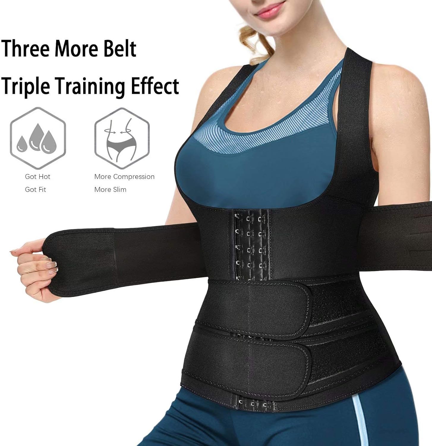 HOPLYNN Neoprene Sauna Sweat Waist Trainer Corset Trimmer Vest for Women Weight Loss, Waist Cincher Shaper Slimmer: Clothing