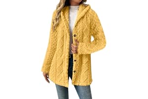GOHRSHA Womens Fuzzy Sherpa Jacket Fashion Casual Long Sleeve Open Front Button Down Cardigan Jacquard Knitted Fleece Jacket