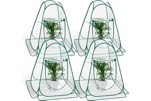 Fuairmee Pop Up Greenhouse Cover, Mini Greenhouse PVC Gardening Plant 4-Pack, Portable Small Green House for Indoor Outdoor, Sunshine Room Backyard Flow