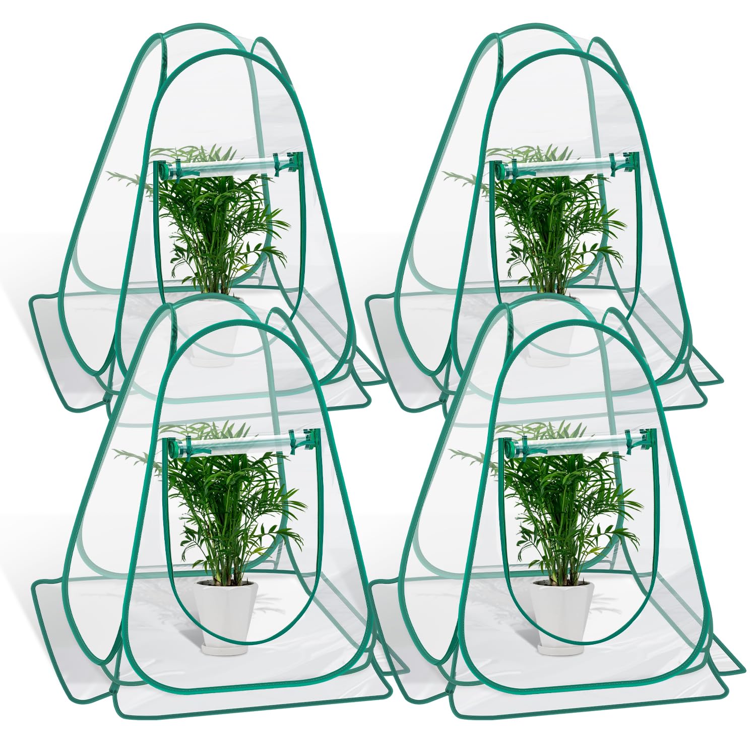 Photo 1 of Fuairmee Pop Up Greenhouse Cover, Mini Greenhouse PVC Gardening Plant 4-Pack, Portable Small Green House for Indoor Outdoor, Sunshine Room Backyard Flow