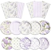 CMUSKO 60Pcs Lavender Plates and Napkins-Floral Party Supplies Lavender Tableware for Tea Party,Birthday,Baby Shower