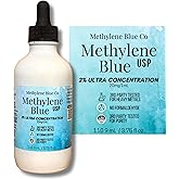 2% Methylene Blue 3.75 fl oz, USA Made Ultra Concentration Glass Bottle and Dropper Pharmaceutical Grade for Humans Nootropic