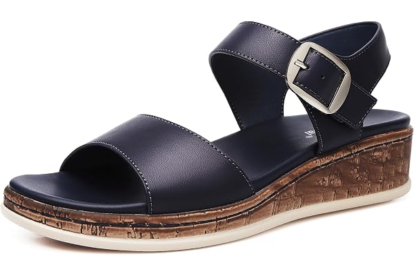 DimaiGlobal Womens Flat Sandals Arch Support Open Toe Walking Shoes Comfortable Dressy Casual Low Wedge Summer Beach Shoes