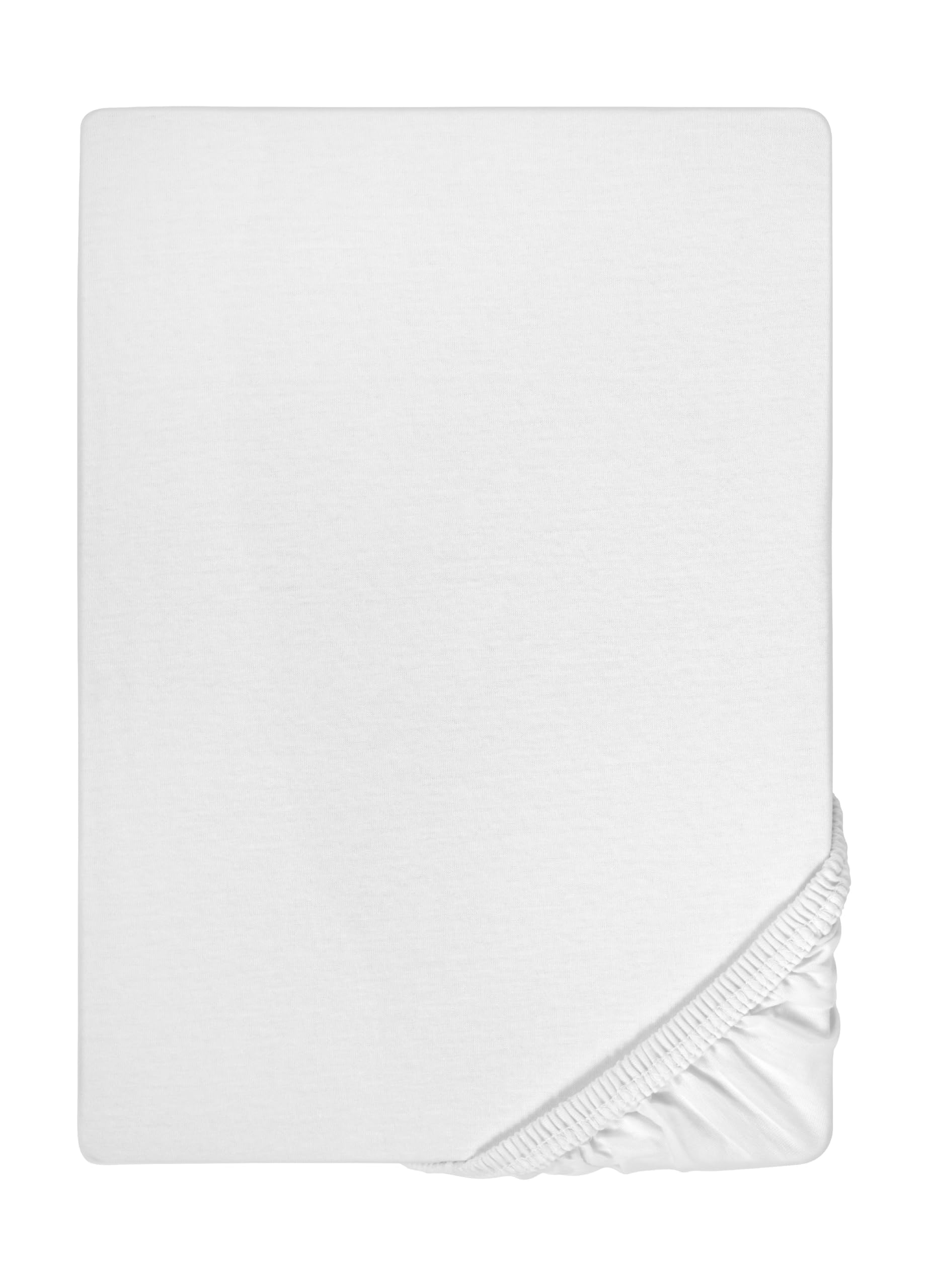 biberna 77144 Jersey stretch fitted sheet, according to Oko-Tex Standard 100, approx. 90 x 190 cm bis 100 x 200 cm ,White