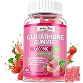 HEALOADING Glutathione Supplement Collagen Gummies: L-Glutamine Contains Marine Collagen Vitamins C, E, D&B12 Glutathione Gummies 1000mg for Anti-Aging Formula and Strengthen Bones