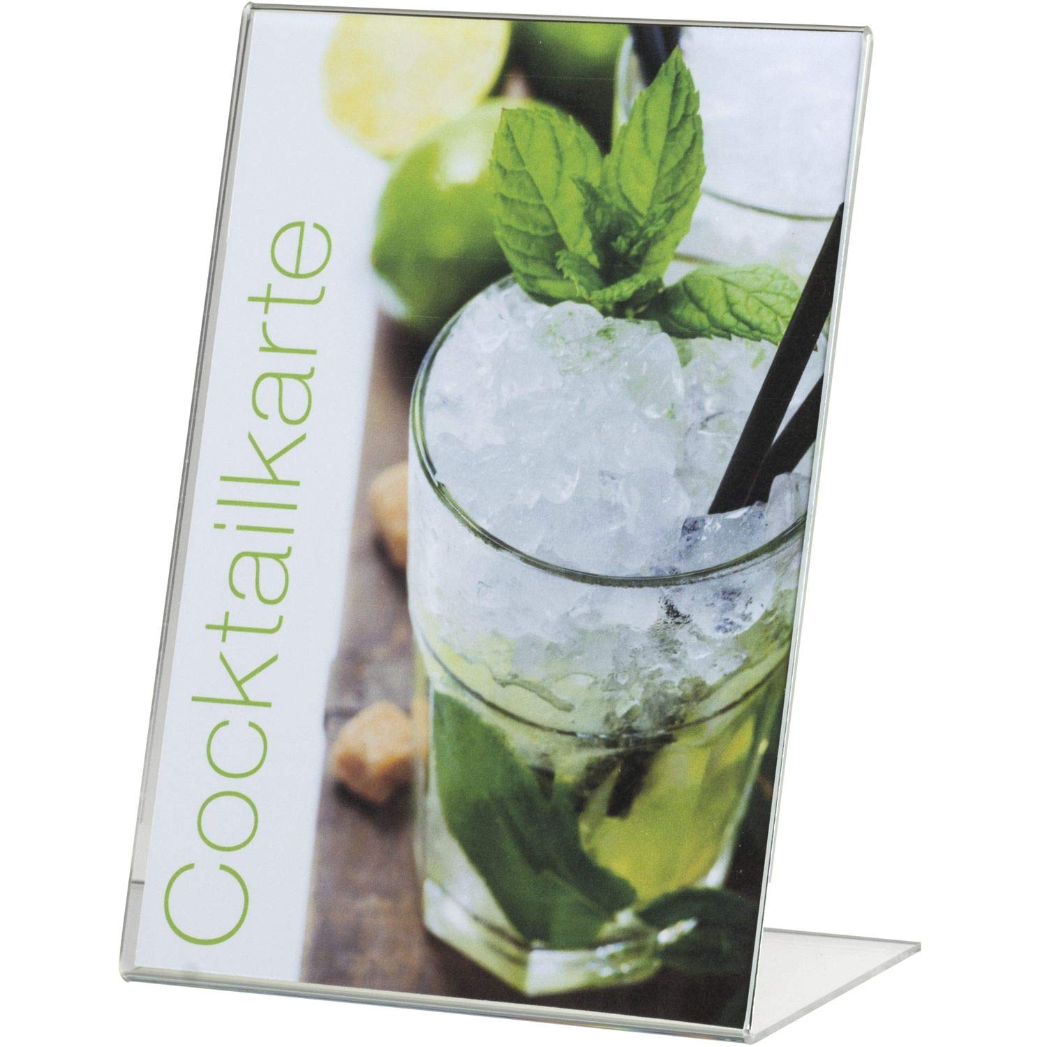 GRADWOHL Card Holder Clear Plexi DIN A5 Angled Height 210 mm