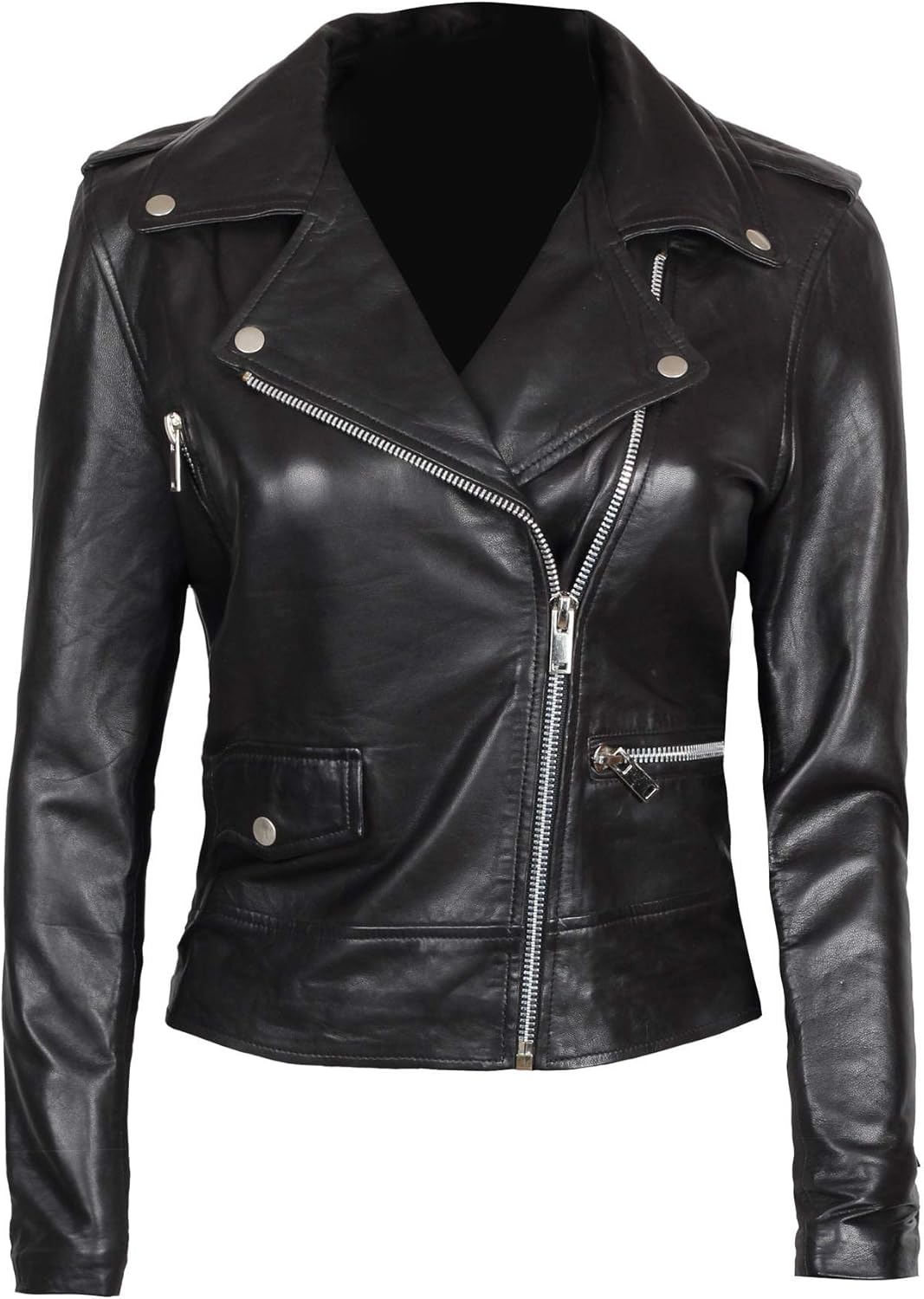 thumbnail image 2 of Designer Stylish Quilted Wear Lambskin Real Leather Biker Jacket For Women UW26 2 of 14