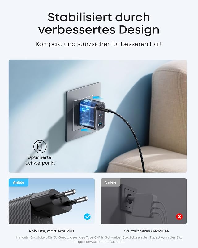 Nano 70W USB C Ladegerät, Laptop Ladegerät, 3-Port-Netzteil