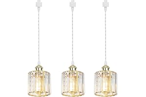 Kiven H-Type Track Lighting Pendants,Crystal h Track Pendant Lights,Decorative Track Lighting Fixture for Kitchen Island Hallway Cafe,Shining Gold(3 Pack)