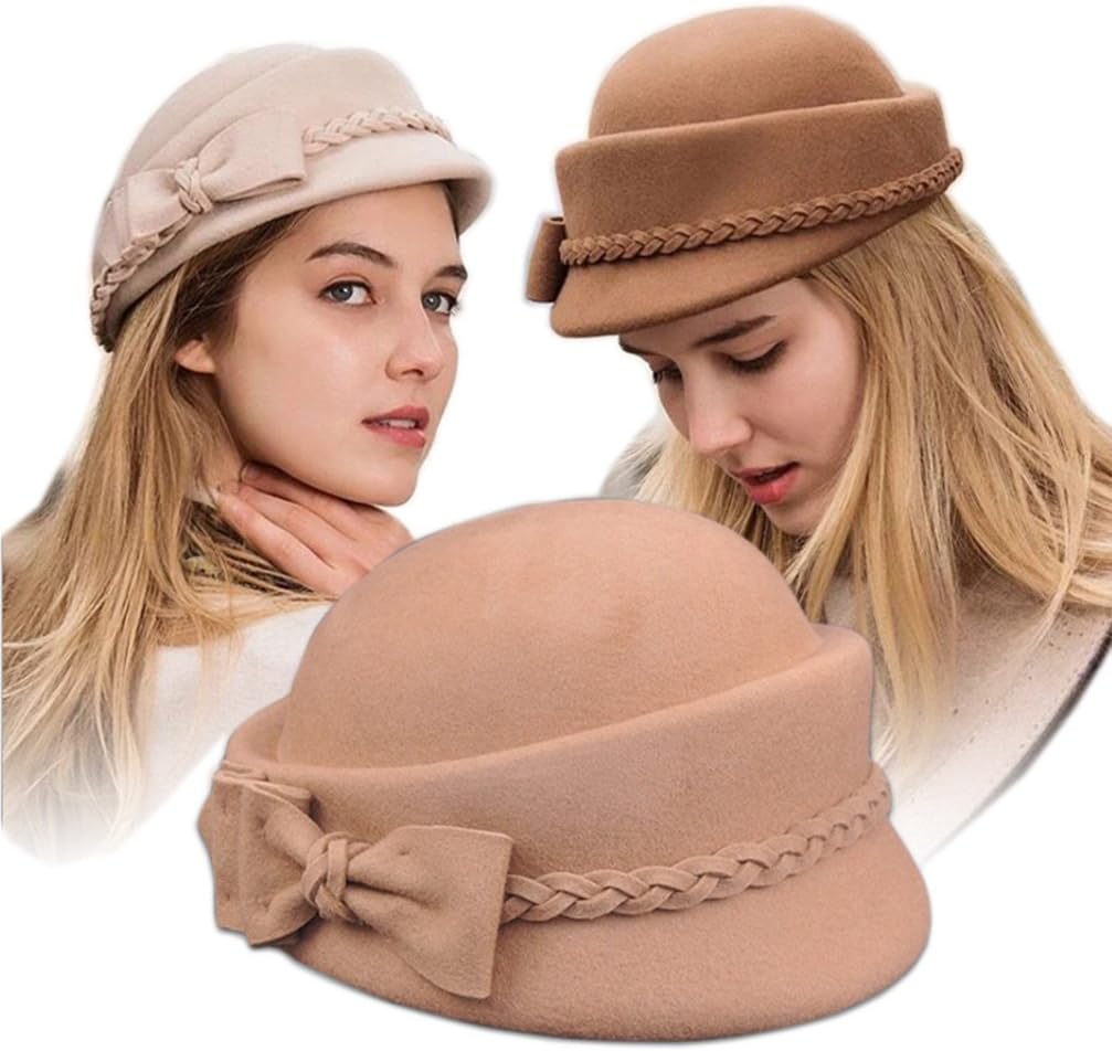 YSJOY AccessoryYSJOY Womens Bowknot 100% Wool Fall Winter Derby Hat Doom Cloche Hat