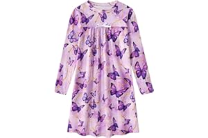Funnycokid Girls Nightgown Long Sleeve Pajamas for Kids 5-12 Years