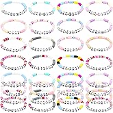yesaior 64 Pcs Inspirational Friendship Bracelets Bulk Adjustable Colorful Motivational Beaded Bracelets Encourage for Women Men Friendsgiving Gifts Home Office Party Favor Gifts Supplies