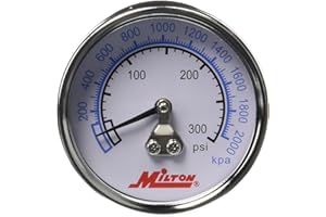 Milton High Pressure Dial Gauge, Brass, 1/4" NPT (1192)