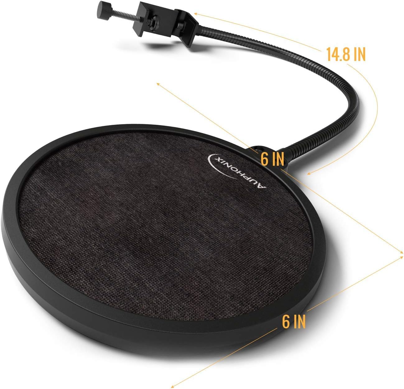 AUPHONIX Pop Filter for Blue Yeti Microphone – Custom Fit, Easy On Clasp Shield Delivers Perfectly Optimized Voice Clarity – Double Mesh Windscreen Filter Mask Blocks S Hiss, Thud, Pop & BP Plosives