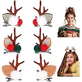 3 Pairs Christmas Hair Clips, Christmas Reindeer Antler Hair Pins, Xmas Elk Antler Barrettes for Women Xmas Costume Party Accessories