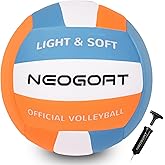 NEOGOAT Soft Volleyball for Indoor Practice-Super Soft & Silent Fabric Indoor Volleyball Lightweight for Kids Youth Beginners, Perfect for House Training Practice Games(Deflated,with Pump)
