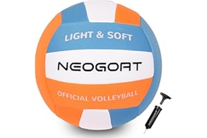 NEOGOAT Soft Volleyball for Indoor Practice-Super Soft & Silent Fabric Indoor Volleyball Lightweight for Kids Youth Beginners, Perfect for House Training Practice Games(Deflated,with Pump)