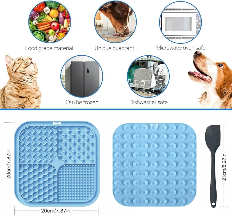 Tapis à Lécher pour Chiens & Chats avec Ventouses, 1 Pack Carré Tapis à Lécher pour Chien à Alimentation Lente pour Soulager l'Anxiété & l'Ennui, Jouets pour Chiens pour les Occuper, Tapis de
