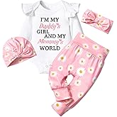 TyeSmo Infant Newborn Baby Girl Clothes Baby Girl Outfits For All Seasons Long Sleeve Snap Romper Pant Sets With Headband