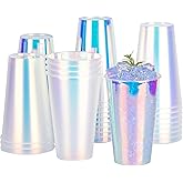 30Pcs 2 Styles Iridescent Plastic Cups 16oz Bachelorette Disco Glitter Cups Drinking Cups Party Favor Cup Disposable Iridescent Pastel Party Supplies for Unicorn Bachelorette Party Birthday Wedding
