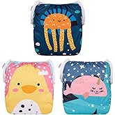 ALVABABY Large Cloth Swim Diaper 3pcs Baby/Toddler/Infant Snap Reusable Adjustable Swimming Diaper Baby Boy and Girl 3ZSWY28