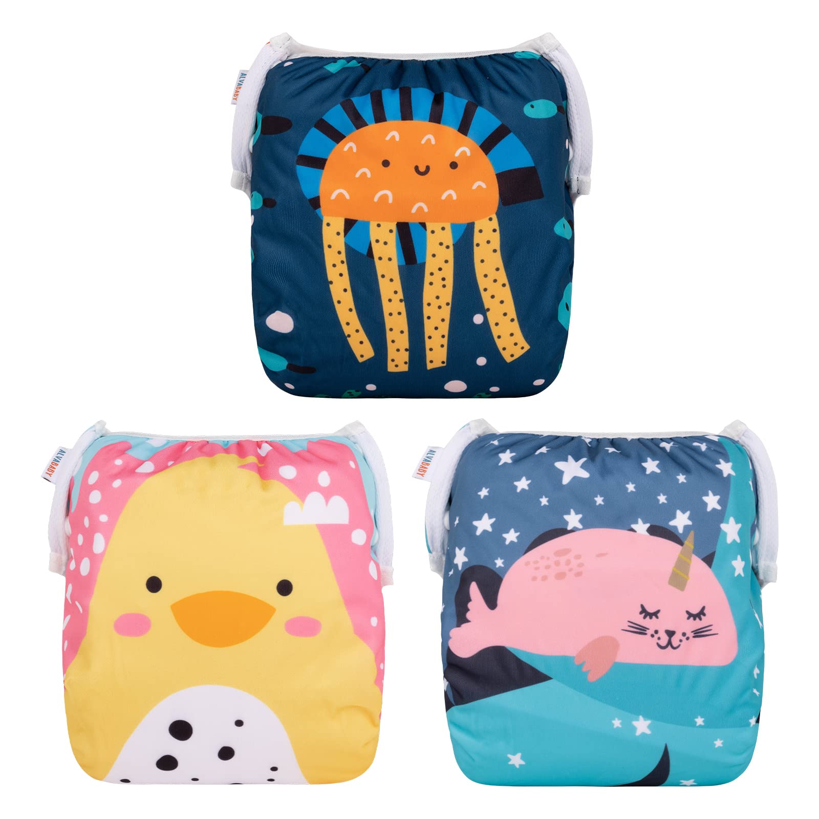 Photo 1 of ALVABABY Large Cloth Swim Diaper 3pcs Baby/Toddler/Infant Snap Reusable Adjustable Swimming Diaper Baby Boy and Girl 3ZSWY28