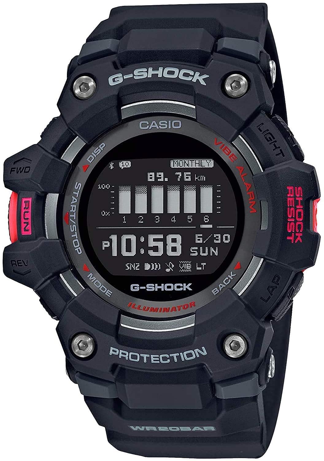 Casio Reloj digital negro G-Shock G-Squad Power Trainer GBD-100-1 para hombre