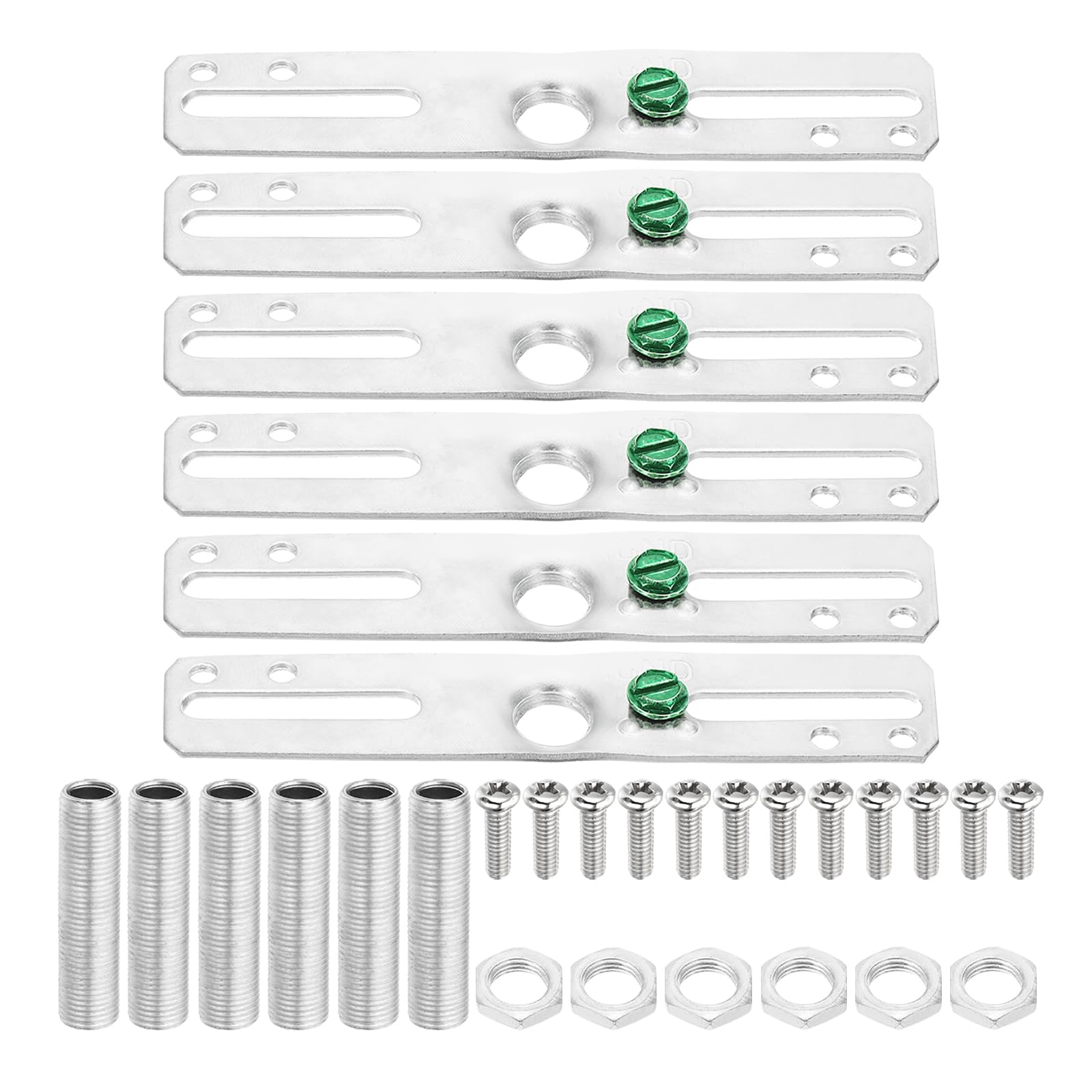 PATIKIL 4" Light Crossbar Kit, 6 Set Universal Light Fixture Mounting Bracket with 1/8IP Tap Center Hole Ceiling Light Plate Canopy Hardware Set for Chandelier Wall Light, Silver Tone