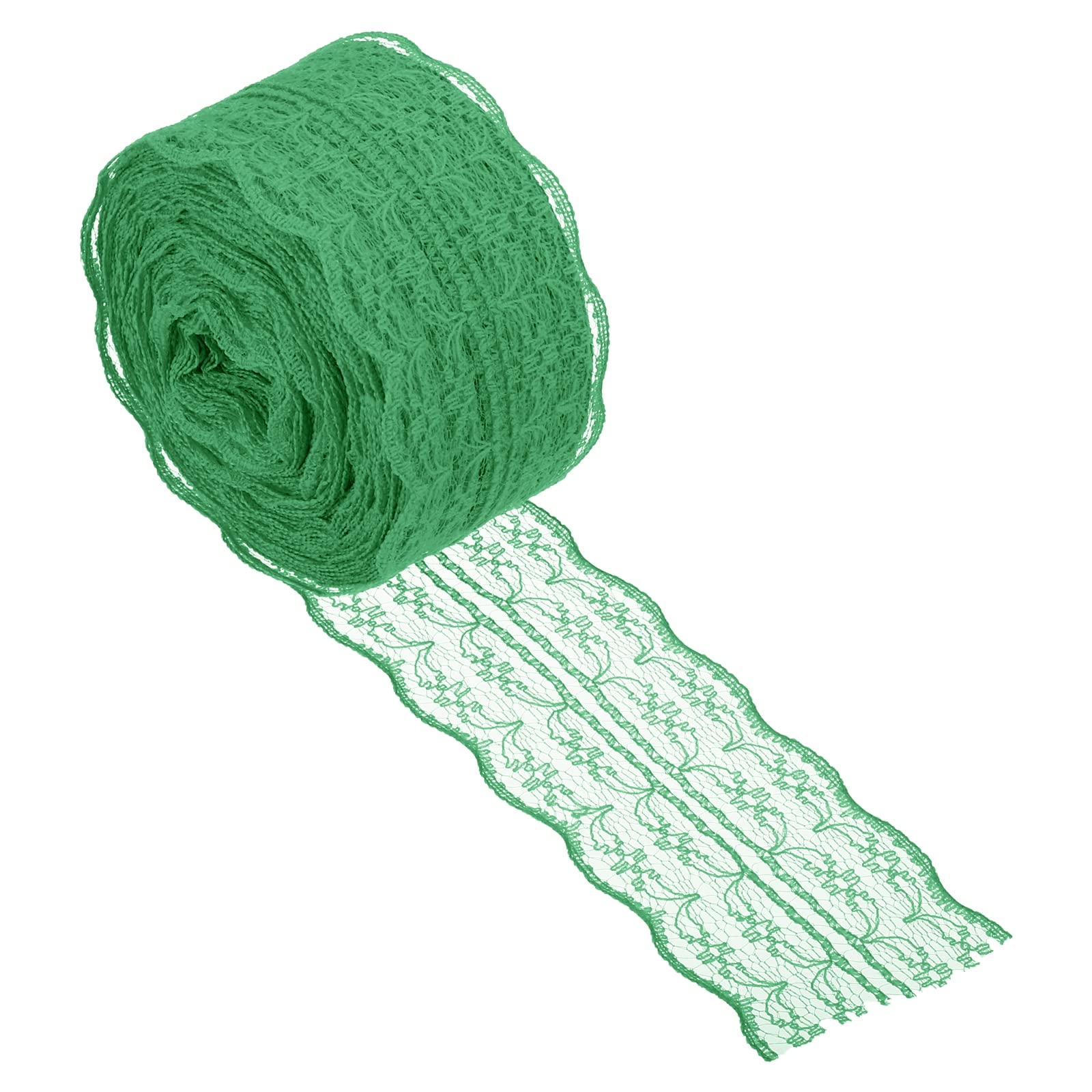 PATIKIL 1.8 Inch x 25 Yards Lace Trim Ribbon, Non-Stretch Lace Sewing Roll Gift Package Floral Wrapping for Party Home Decoration Dress Craft, Grass Green
