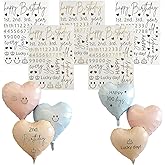 Happy Birthday Balloon Sticker Bobo Party Decoration 5 Pieces Letter Number Balloon Decals Birthday DIY Paster for Birthday Party Baby Shower
