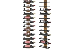 IBUYKE Wall Mounted Wine Rack 12 Bottle,Wood Wine Bottle Holder for Wall,Liquor Bottle Display and Storage,DIY Wall Wine Rack