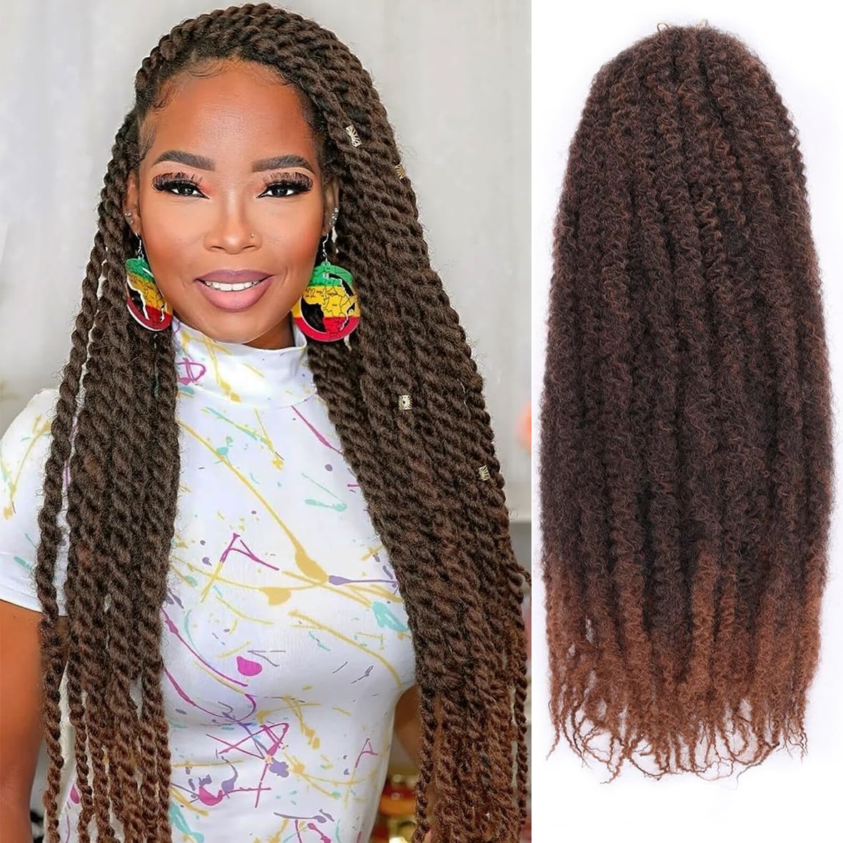 Kachanaa 24 Inch Marley Braiding Hair for Butterfly Locs 8 Packs Afro Kinky Hair for Braiding Marley Braids Hair Extensions for Senagalese Twists /T30# — image 1