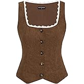 Scarlet Darkness Women Renaissance Corset Vintage Button Down Corduroy Pirate Waistcoat Vest